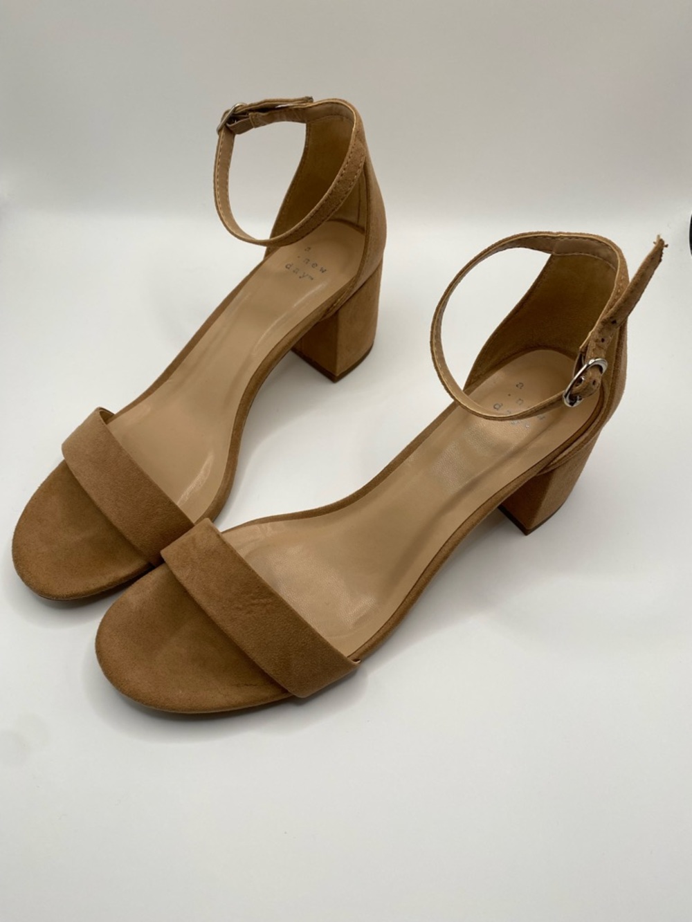 a new day Tan Block Heel Ankle-Strap Sandals